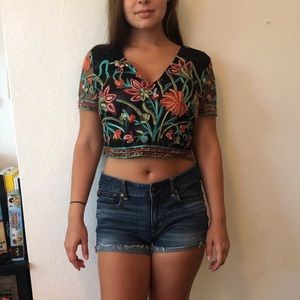 Embroidered Crop Top - Small NWOT